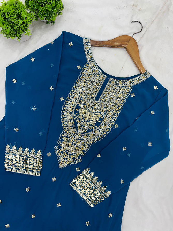 AK 833 Georgette Embroidery Pakistani Kurti With Bottom Dupatta Wholesale Market